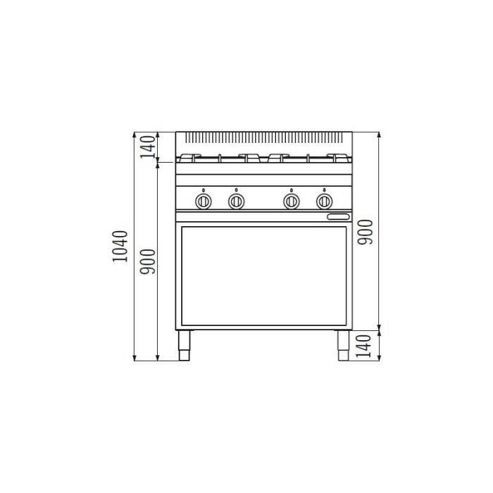 Cuisinière à gaz 4x brûleurs (323
