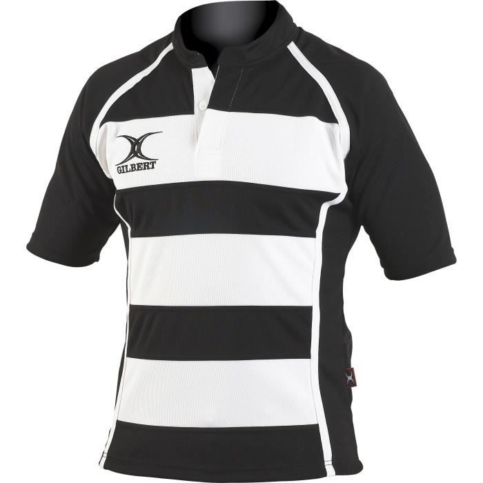 GILBERT Maillot de rugby SHIRT XACT II - Adulte - Rayure Noir et Blanc