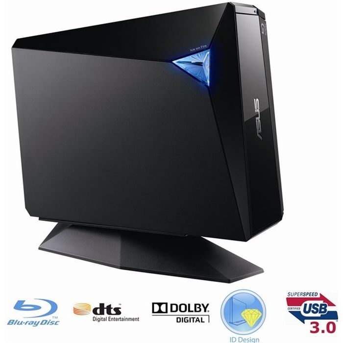 ASUS Lecteur de Blu-Ray et Disque réinscriptible BW-12D1S-U/G/AS - Noir