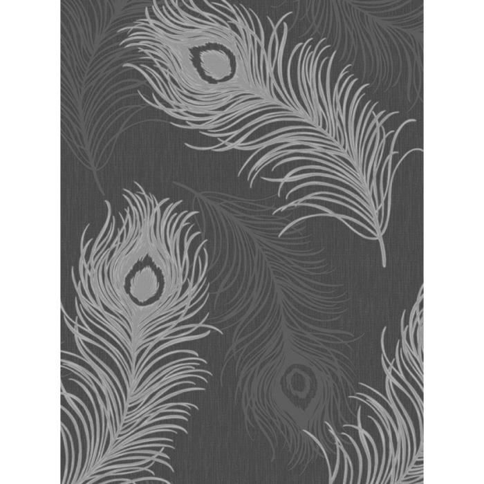 Alto Plume Gonflé Vinyle Papier Peint Noir Et Argent 40916