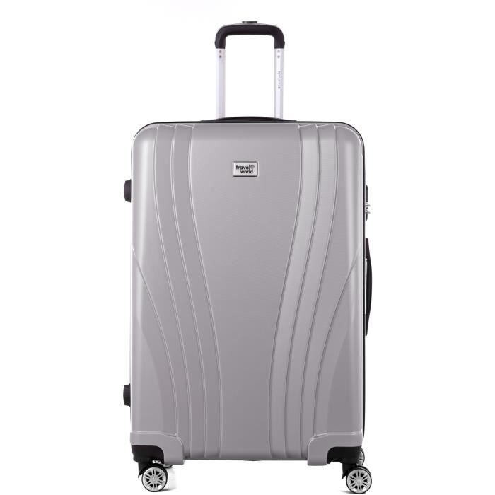 TRAVEL WORLD Trolley Case XXL 80cm avec 4 roues Argent