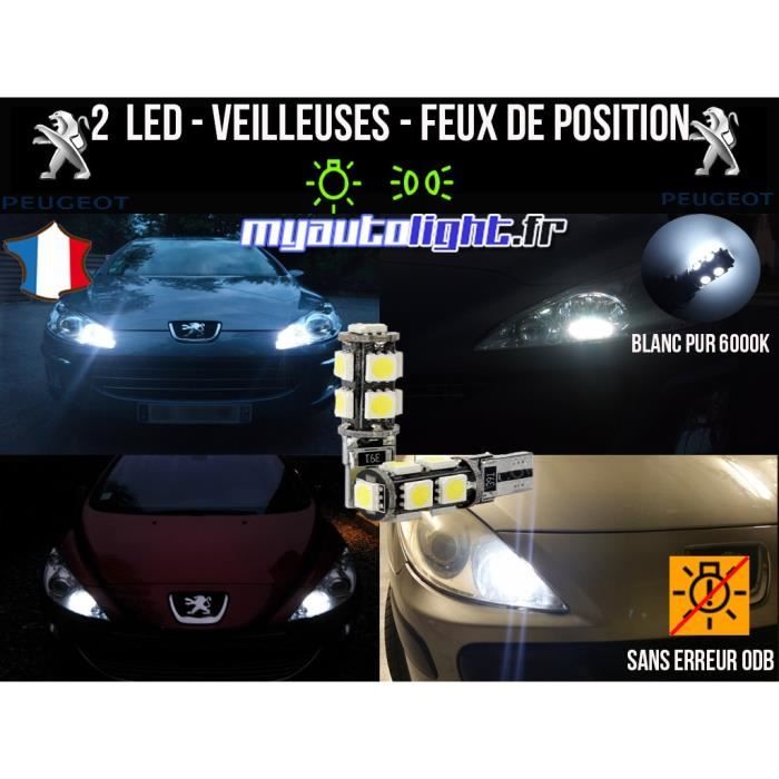 Ampoules Feux de position LED - Peugeot 206- W5W blanc ...