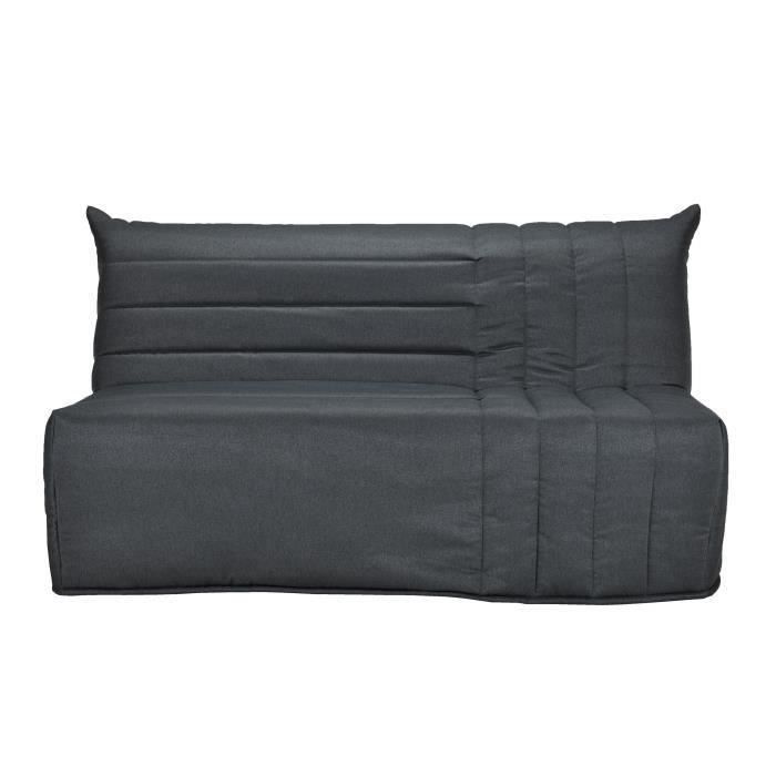 BULTEX Banquette BZ BETH 3 places - Tissu anthracite - L 162 x P 104 x H 98