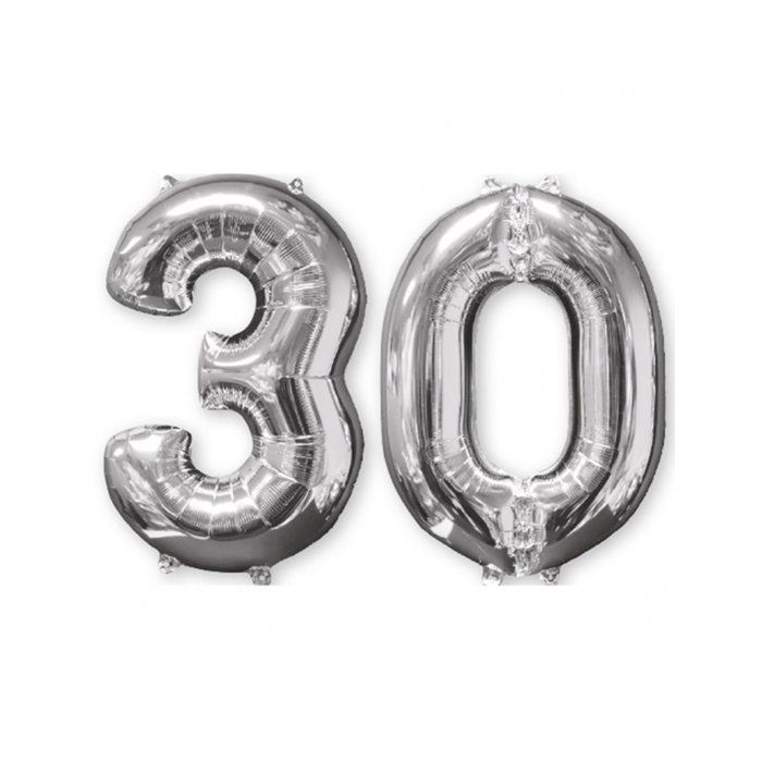 AMSCAN Lot de 2 ballons chiffre 30 - Argent