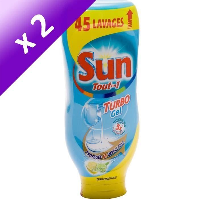SUN turbo gel Liquide Vaisselle Citron - 45 lavages (Lot de 2)
