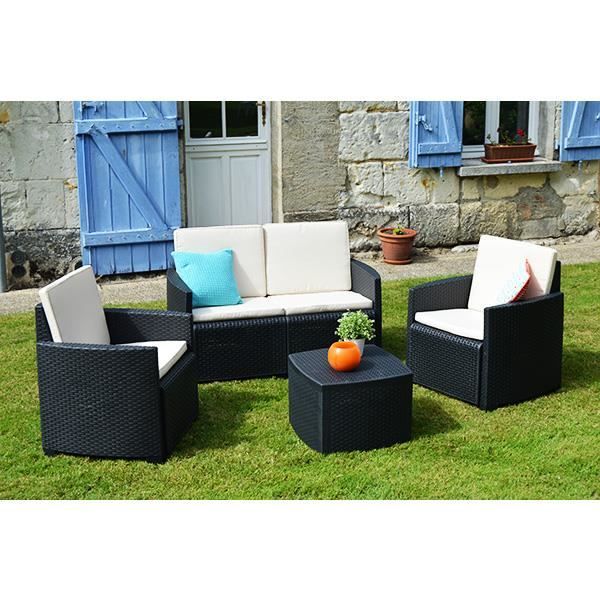 Salon de jardin Etna en résine tressée gris anthracite - 4 personnes ... Salon de jardin Etna en résine tressée gris anthracite - 4 personnes ...