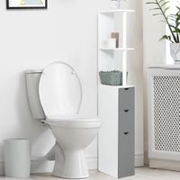COLONNE - ARMOIRE WC Meuble WC étagère bois blanc/gris COLONNE - ARMOIRE WC Meuble WC étagère bois blanc/gris