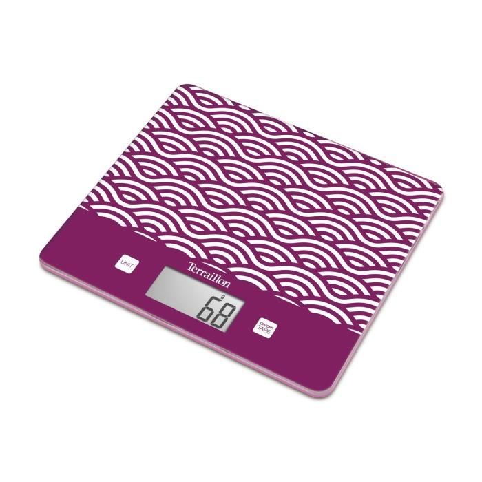 TERRAILLON Balance culinaire T1040 OSLO - 3 kg - LCD - Tare - Plateau verre - Slim - Décor