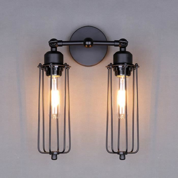 Applique Murale Industrielle Applique murale industrielle Vintage Mini Cage Black Lamp  Applique Murale Industrielle