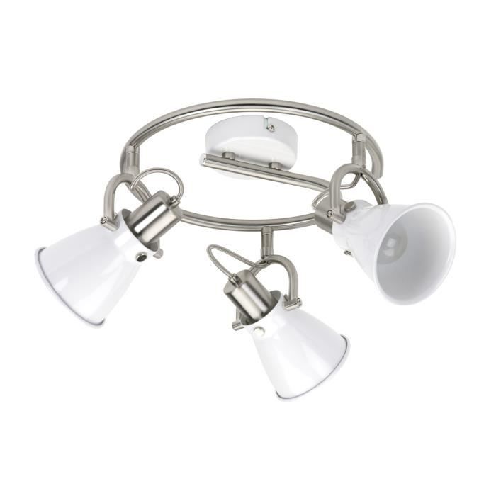 Spot 3 lumières denver fer d40 h22 - Blanc