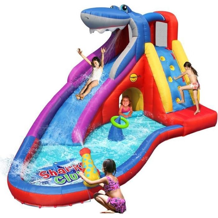 HAPPY HOP Château aquatique - Aire de jeux gonflable à eau Requin