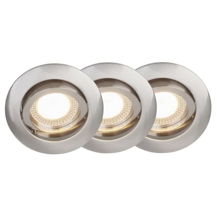 BRILLIANT Kit de 3 spots encastrable orientables LED Easy Clip diamètre 8 cm GU10 5W acier
