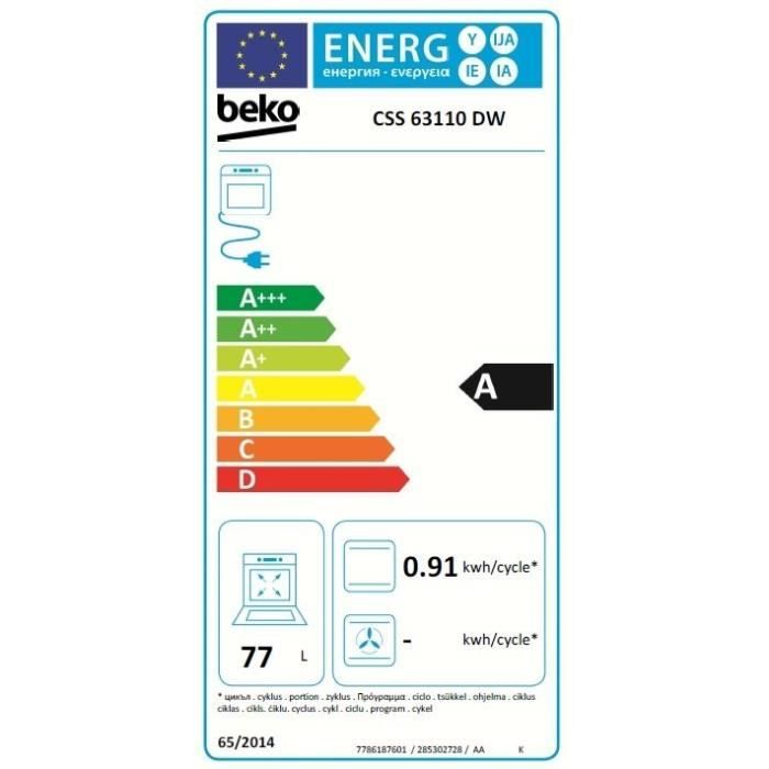  CSS63110DW Cuisinière table mixte gaz /1