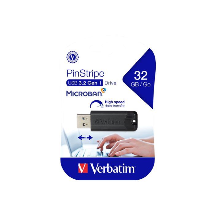 VERBATIM Store 'n' Go Pin Stripe USB Drive - 32 Go - Noir