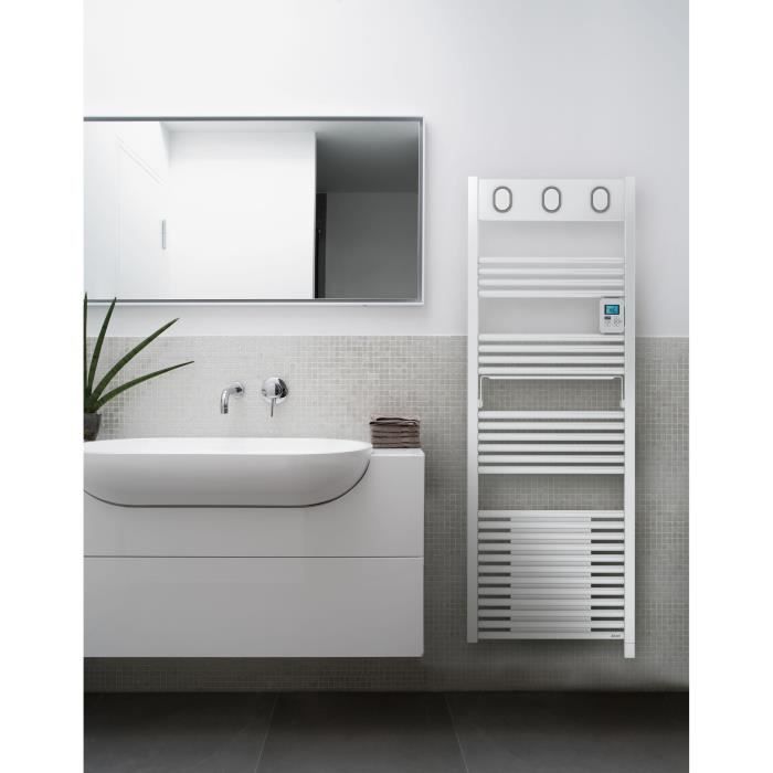 SAUTER Marapi Radiateur Sèche-serviettes électrique avec soufflerie - 1750 watts - Ecran LCD - Programmable -Tubes ronds