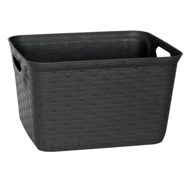 M-HOME Panier à linge aspect osier 5,5L wengé