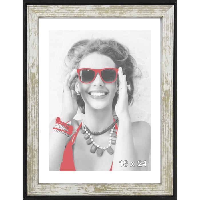 WOOD Cadre photo 18x24 cm gris, rouge et noir