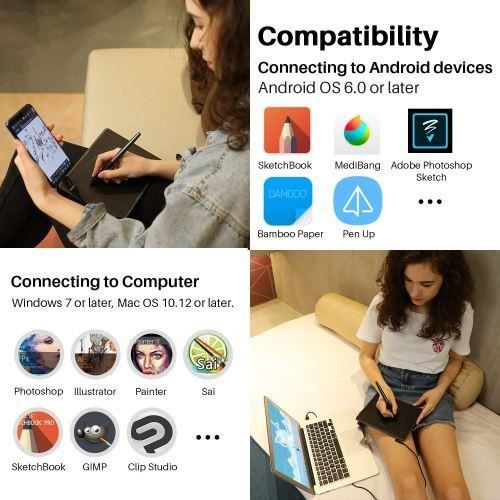 Huion HS64 Tablette graphique Graphic Drawing3