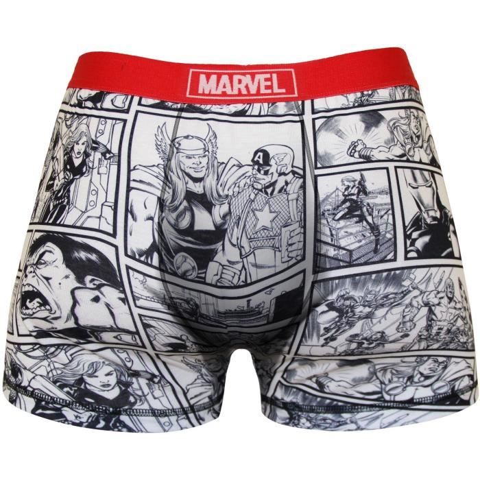 Boxer Homme Marvel Imprimé Avengers - Blanc et noir