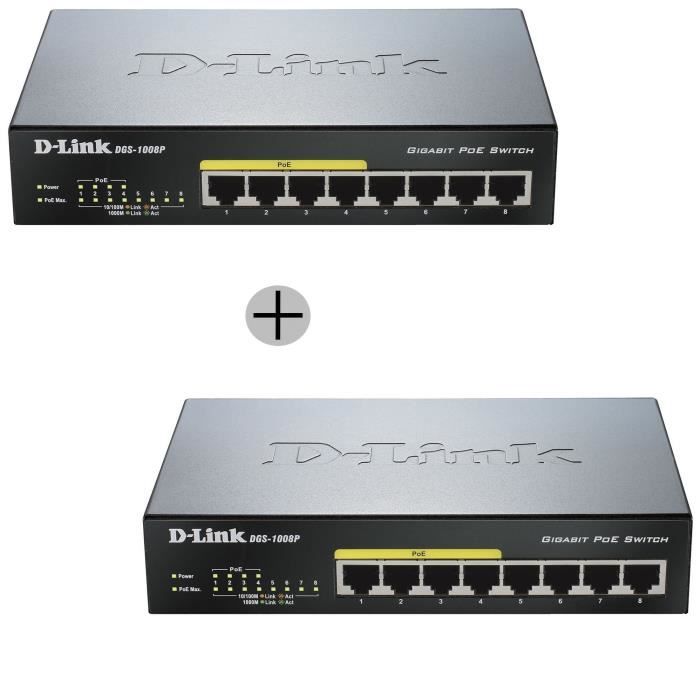 Lot de 2 D-Link DGS-1008P - Switch Gigabit 8 ports