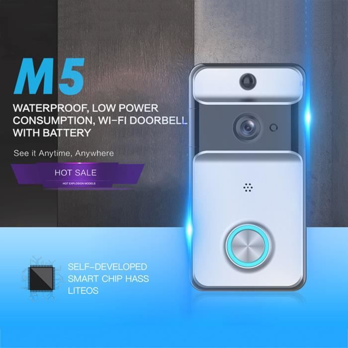 720P Smart Video Doorbell HD Cam/éra de s/écurit/é /à Domicile sans Fil Syst/ème dinterphone Domestique avec t/él/écommande Vid/éo en Temps r/éel Conversation bidirectionnelle