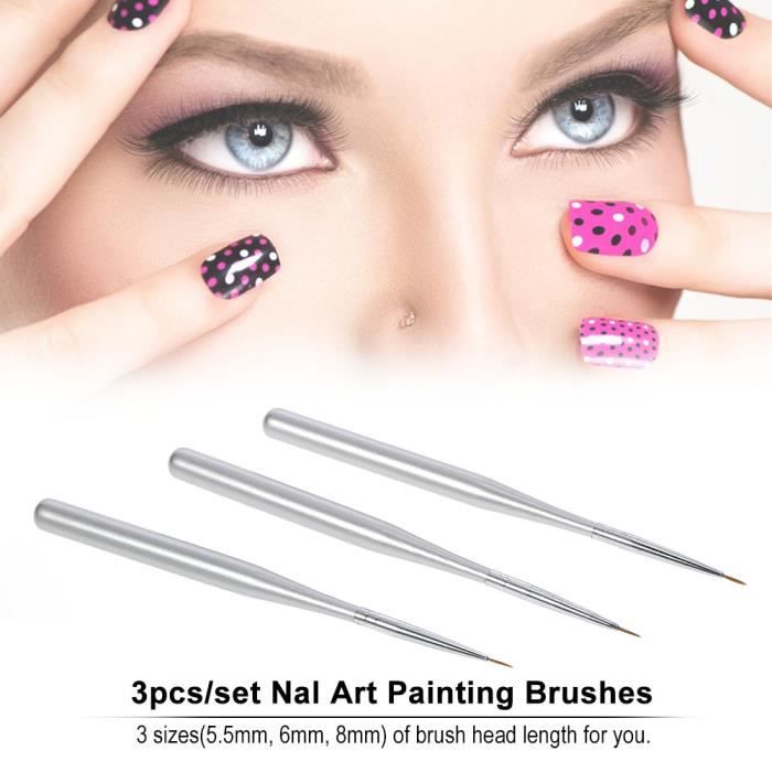 3pcs Professionnel Nail Art Peinture Pinceau Stylo à Ongles