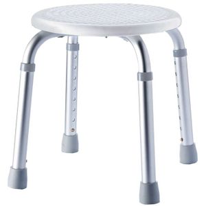 Tabouret de salle de bains rond ? hauteur réglable - Blanc