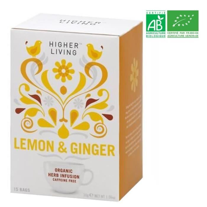 HIGHER LIVING Infusion Citron Gingembre Bio - 30 g
