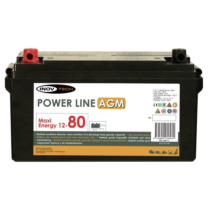 ELEKTRON Batterie Auxiliaire Power Line AGM 80 A