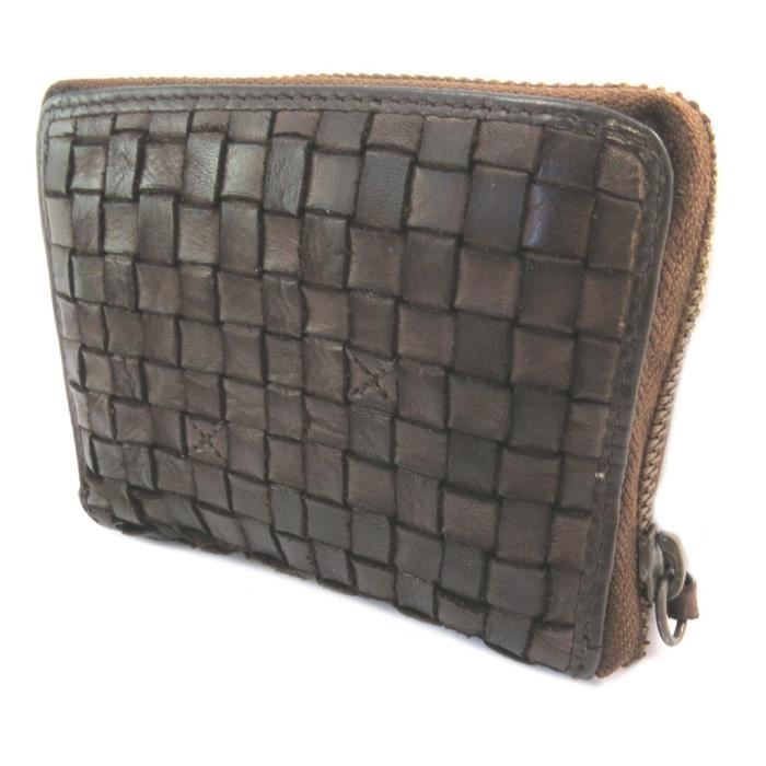 Zippé 5x9x2 Vintage 5 Portefeuille Cmp3017 'gianni Foncé Tressé Cuir Marron 12 Conti' pUzVGLSMq