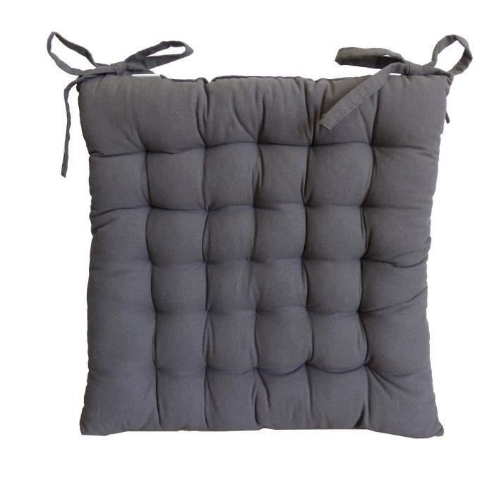 Galette de chaise 25 points 40x40x4 cm GRIS FONCE