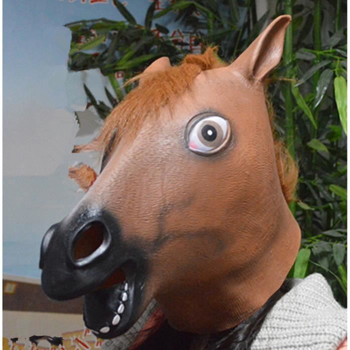 Tête masque en caoutchouc complet Latex Animal Costume Masque Halloween cheval