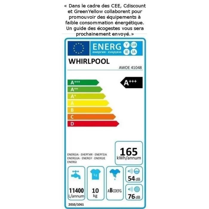  AWOE41048 - Lave-linge frontal - 10 kg - 14003