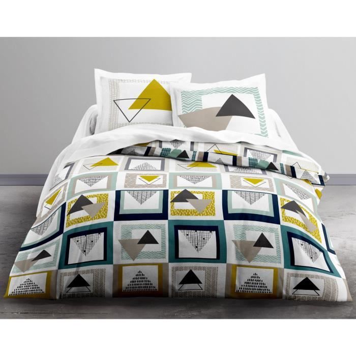 TODAY Parure de couette ENJOY NEON 100% coton - 1 housse de couette 220x240 cm et 2 taies d'oreiller 63x63 cm - Motif fantaisie