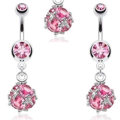 Piercing de nombril double strass et pendant tortue sertis de strass