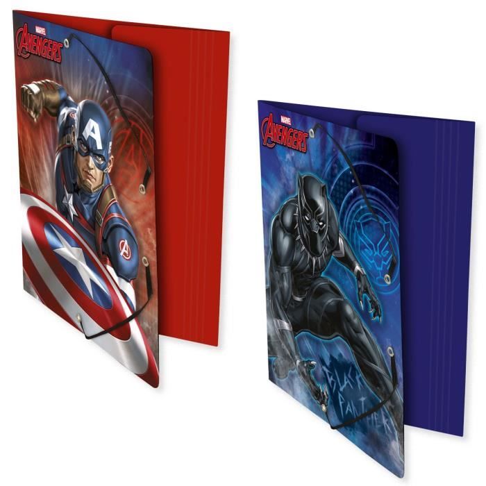 AVENGERS - Chemise à élastiques 3 rabats 24 x 32 cm - Polypropylène opaque - 2 visuels aléatoires