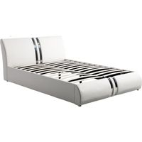 STRUCTURE DE LIT DOHA Lit coffre adulte contemporain simili blanc + STRUCTURE DE LIT DOHA Lit coffre adulte contemporain simili blanc +