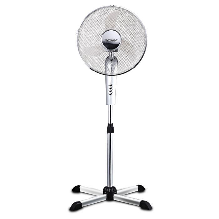 TECHWOOD Ventilateur sur pied avec télécommande - 40 cm - 3 vitesses de ventilation - Réglage : hauteur, oscillation et orientation