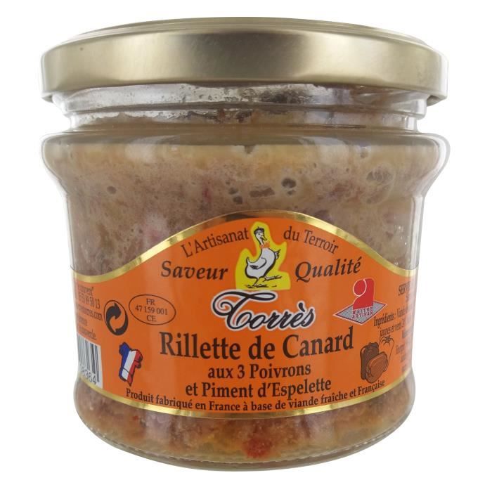 TORRES ET FILS Rillettes de Canard aux 3 Poivrons en bocal 180g