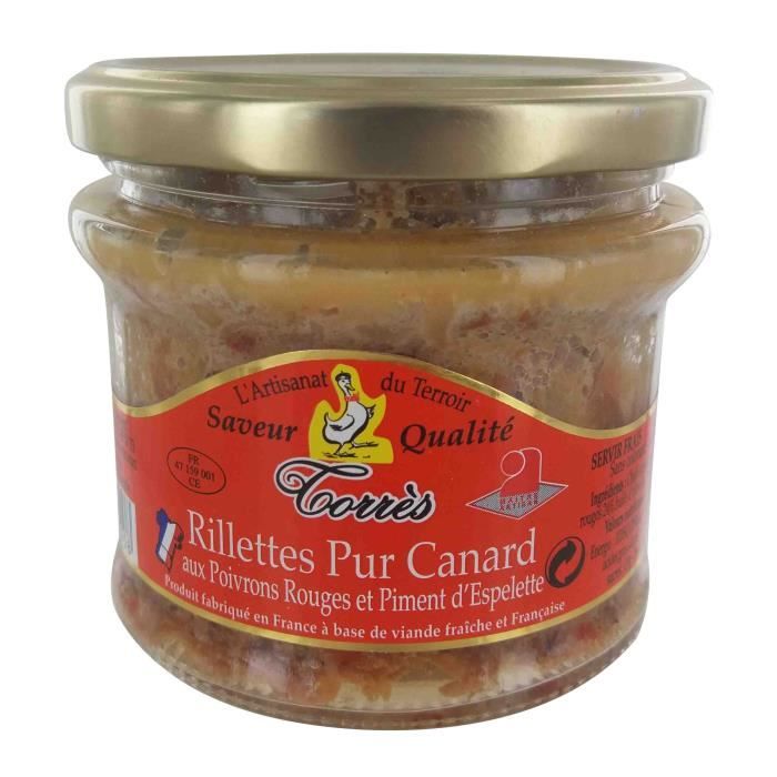 TORRES ET FILS Rillettes de Canard aux Poivrons Rouges en bocal 180g