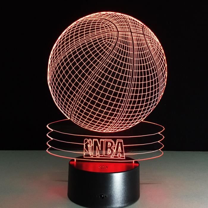 3D Nuit Lumière Lampe Acrylique Basketball Ballon Sport