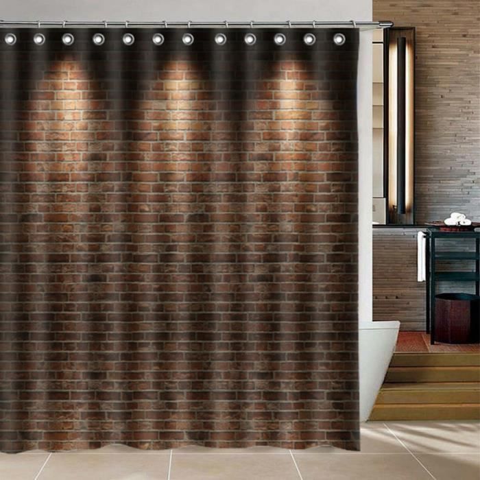 Mur de briques, marron Rideau de Douche 180X180CM(12 Crochets)3D ... Mur de briques, marron Rideau de Douche 180X180CM(12 Crochets)3D ...