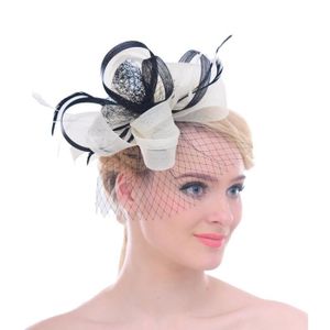 ROBE DE MARIÉE Femmes de mariée Looped Ruban net Veil plume cheve