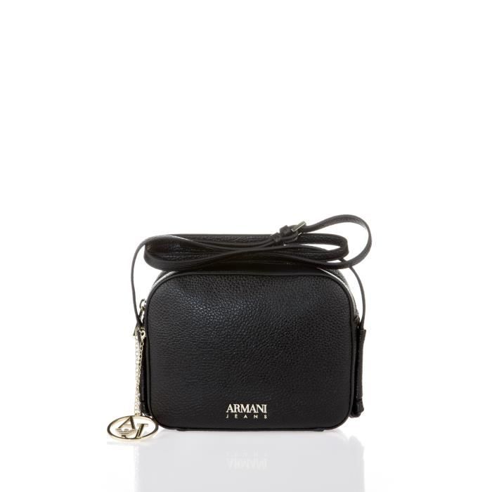 ARMANI JEANS - Petit Sac Rectangulaire Noir à Bandoulière En Similicuir Grainé - Femme