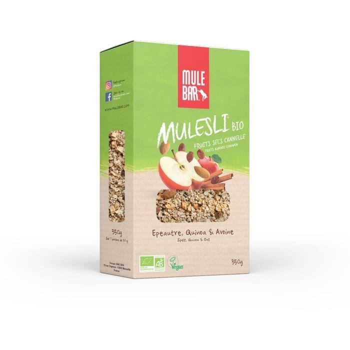 Mulesli Mulebar Bio & Vegan 350 g : Pomme - Cannelle