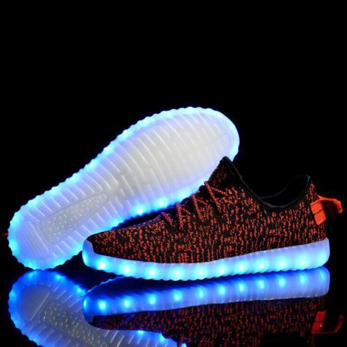 Led Chaussures Sports Unisexe 7 Lumire Baskets Chaussure Homme Usb De Lumineux rouge Femme Gris Clignotants Couleur Charge 8r705qn7YW