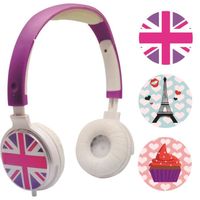 CASQUE AUDIO ENFANT TEKNOFUN Casque audio personnalisable Girly - Rose CASQUE AUDIO ENFANT TEKNOFUN Casque audio personnalisable Girly - Rose
