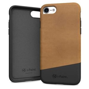 I-PAINT Coque en cuir pour iPhone 7 - Noir / Marron