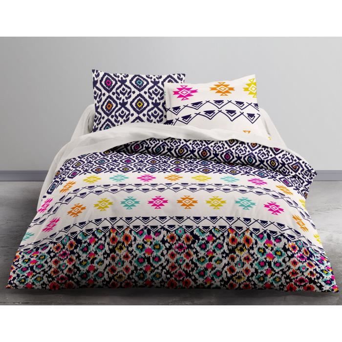 TODAY Parure de couette ENJOY WOODSTIK 100% coton - 1 housse de couette 240x260 cm et 2 taies d'oreiller 63x63 cm - Motif fantaise