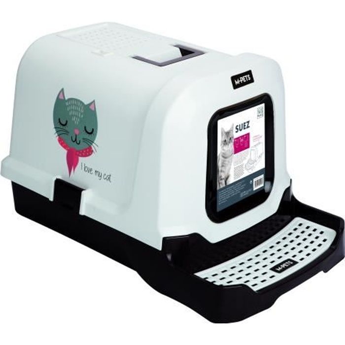 MPETS Maison de toilette amour de chatSuez - Noire et blanc - Pour chat